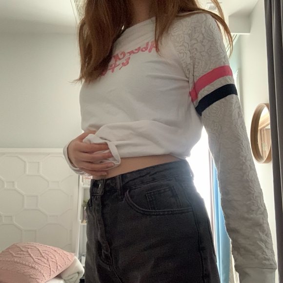 abercrombie & fitch white laced sleeve top - Picture 4 of 5